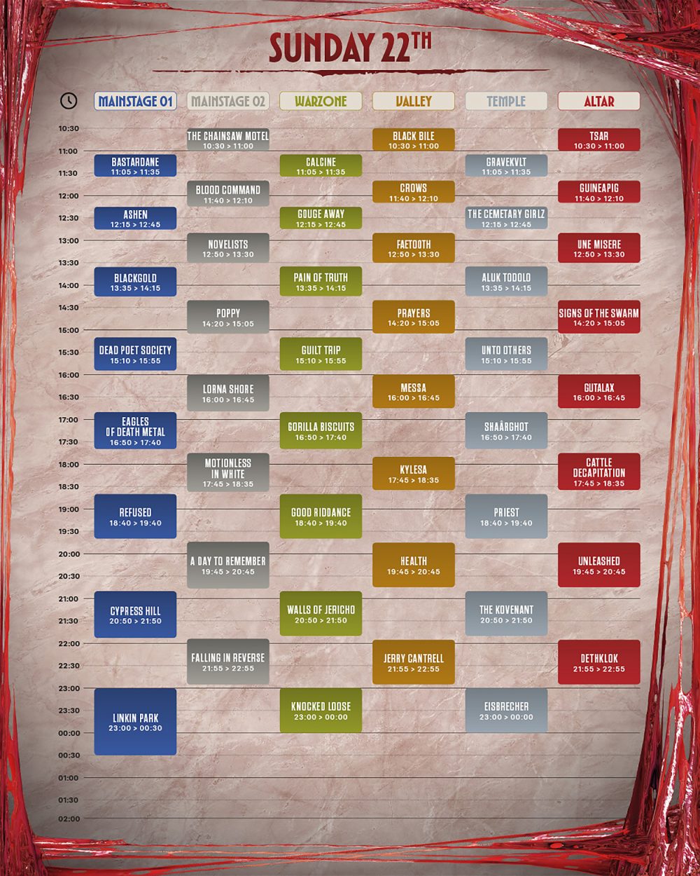 Le running order du Hellfest vient d’être annoncé. Il comporte quelques petits changements de dernière minute, certains groupes initialement programmés ayant été contraints d’annuler leur venue.